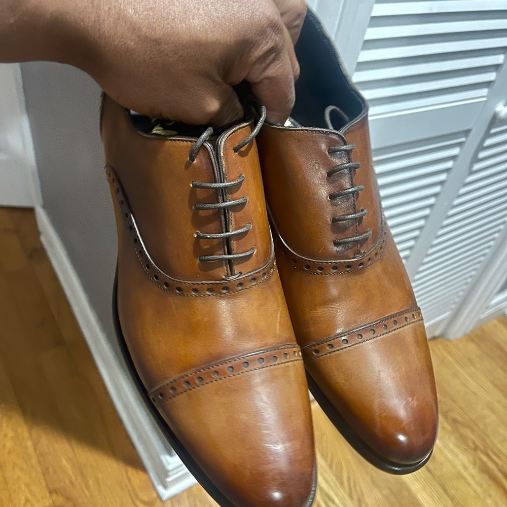 Paul Evans Tan/Brown Leather Shoes Sz 9.5 - Picture 2 of 15